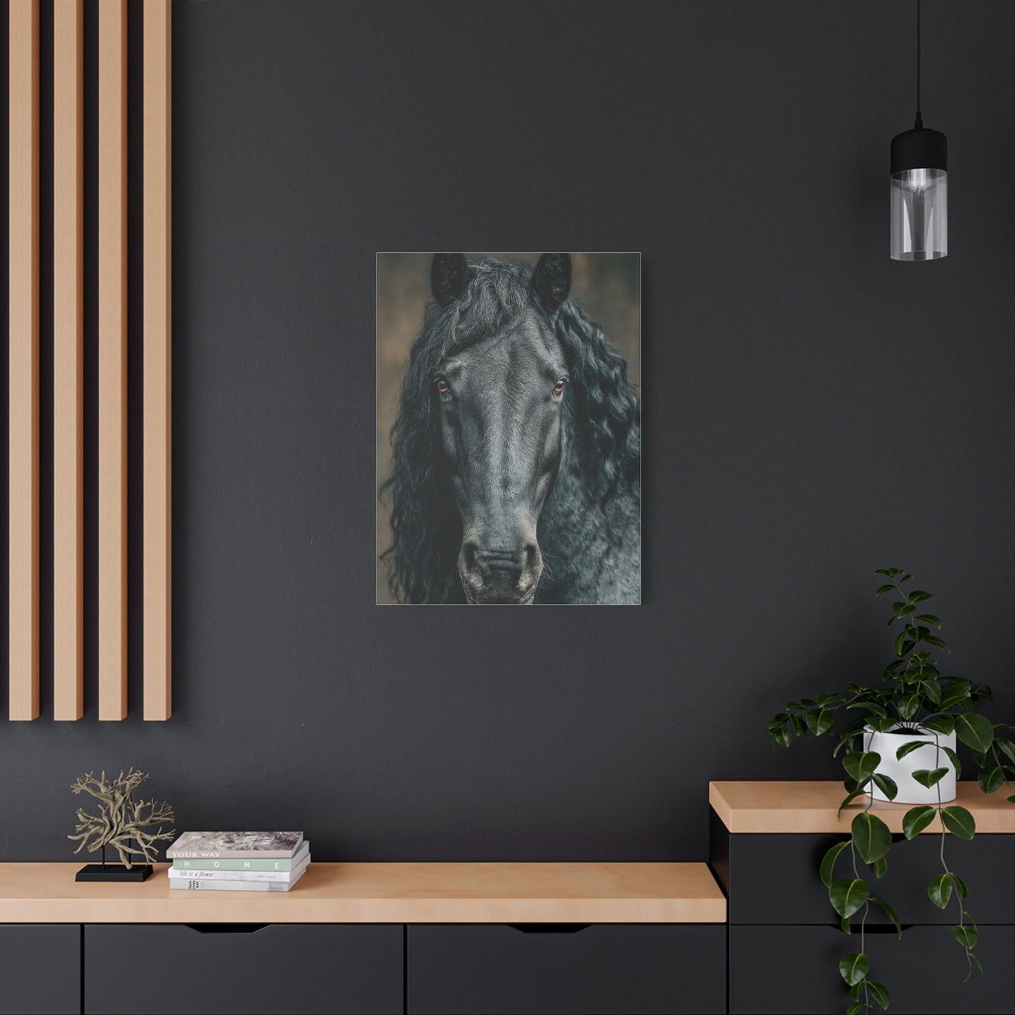 Black Horse Frontal Portrait Wall Art & Canvas Print