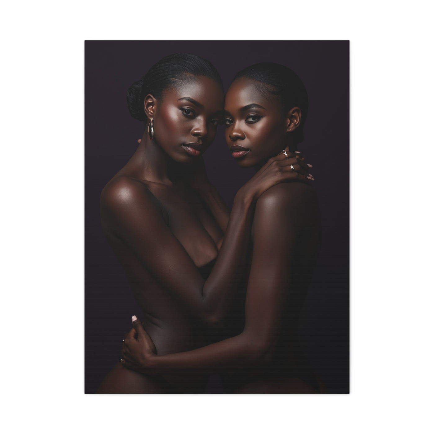 Intimate Dual Portrait Embrace Wall Art & Canvas Print