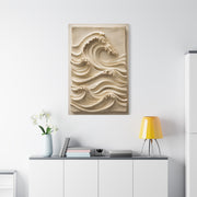 Ivory Minimal Wave Relief Texture Wall Art & Canvas Print