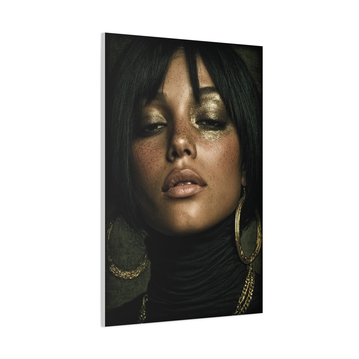 Gold Leaf Eyelid Noir Portrait Wall Art & Canvas Print