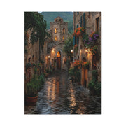 Tuscan Village Rain Street Wall Art & Canvas Print