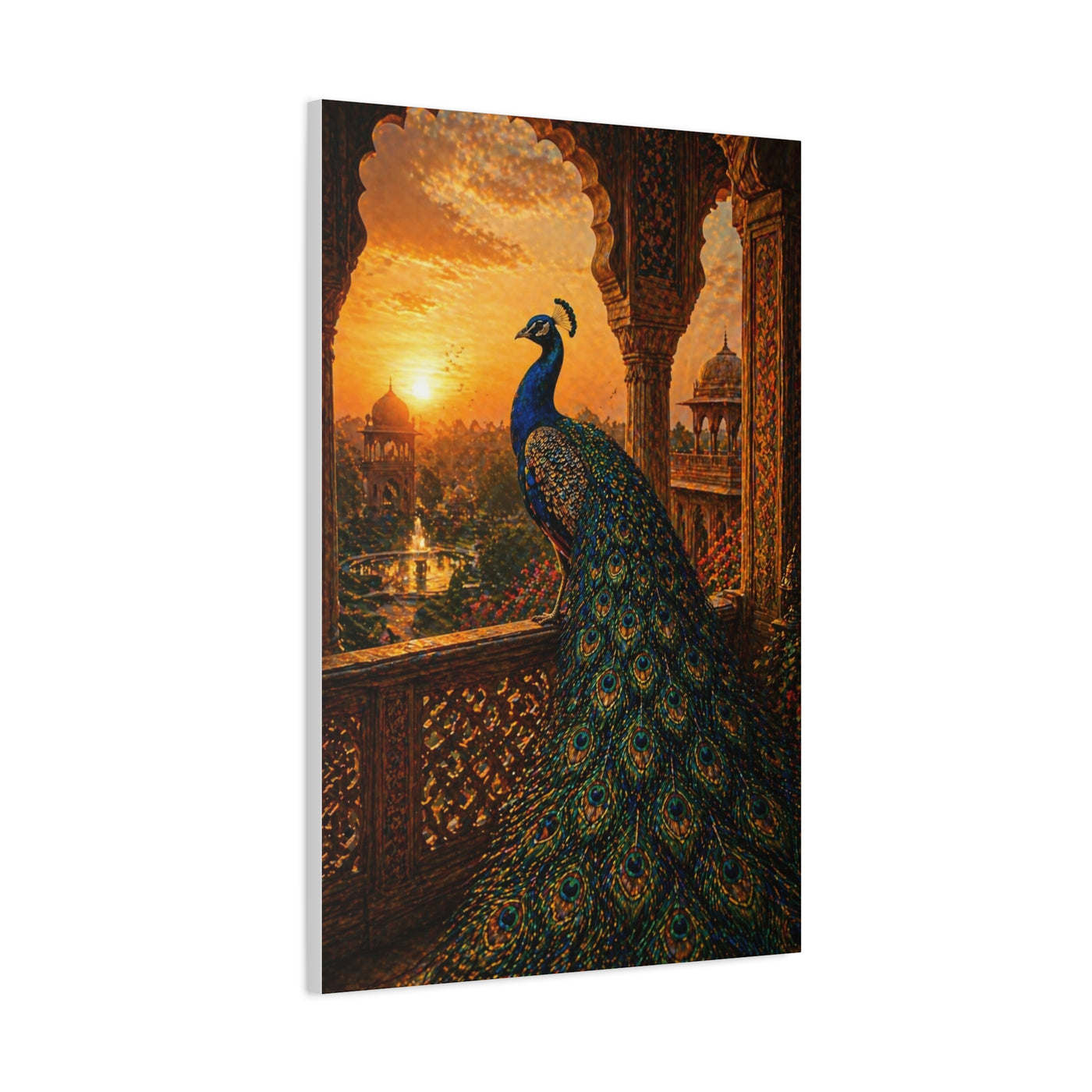 Mughal Palace Sunset Peacock Wall Art & Canvas Print
