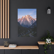 Sunlit Alpine Peak & Forest Valley Wall Art & Canvas Print