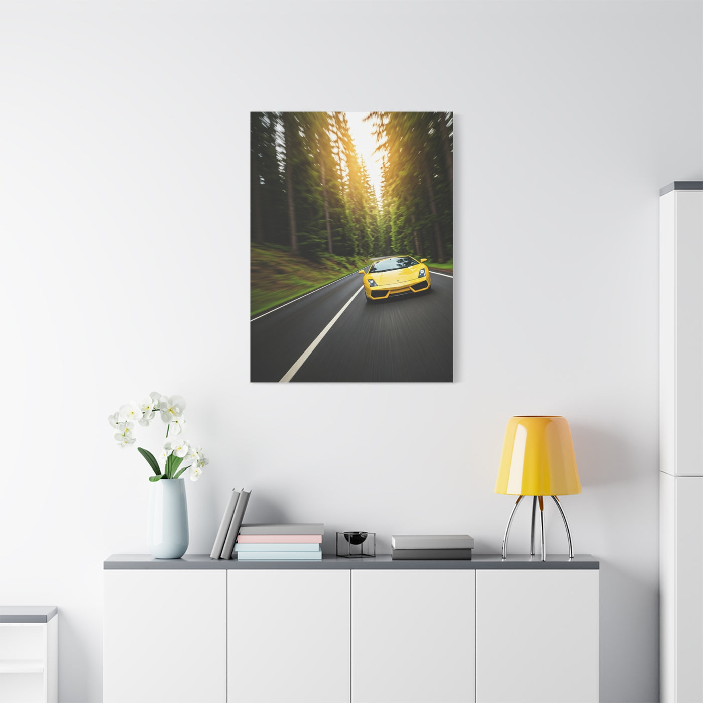Lamborghini Gallardo Forest Road Charge Wall Art & Canvas Prints