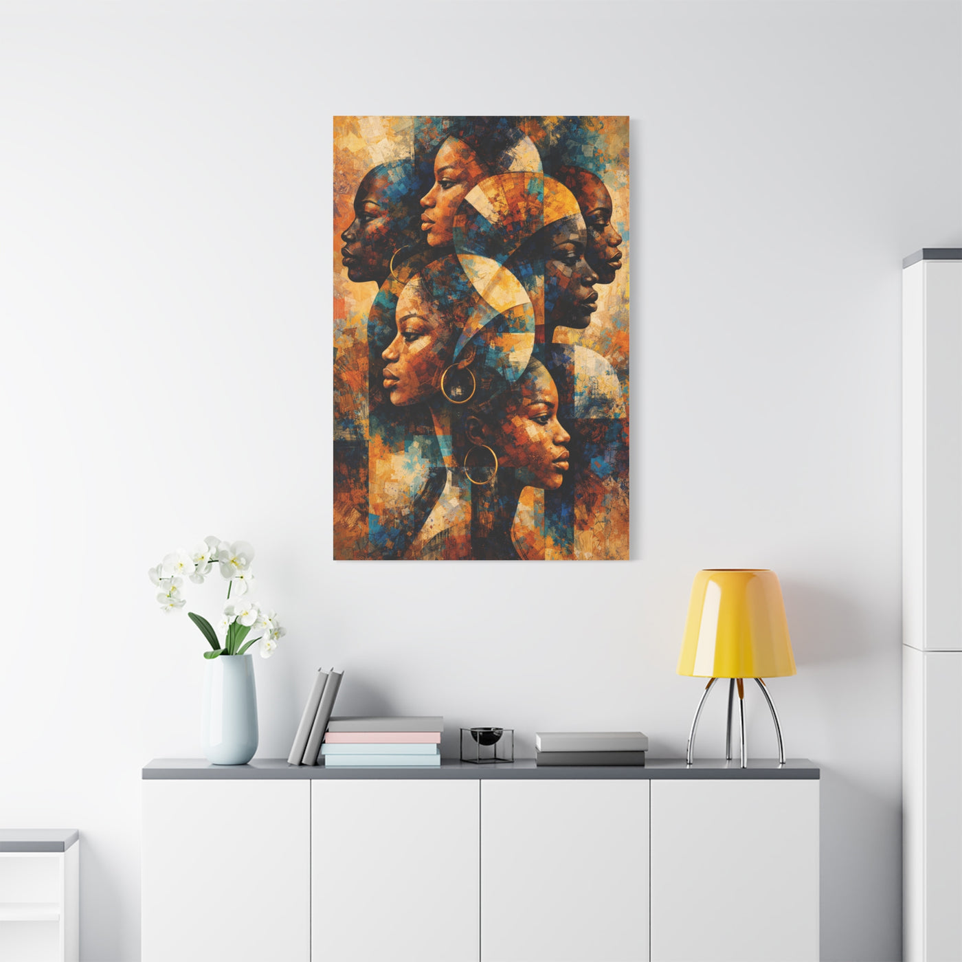 Abstract Overlapping African Profiles Wall Art & Canvas Print
