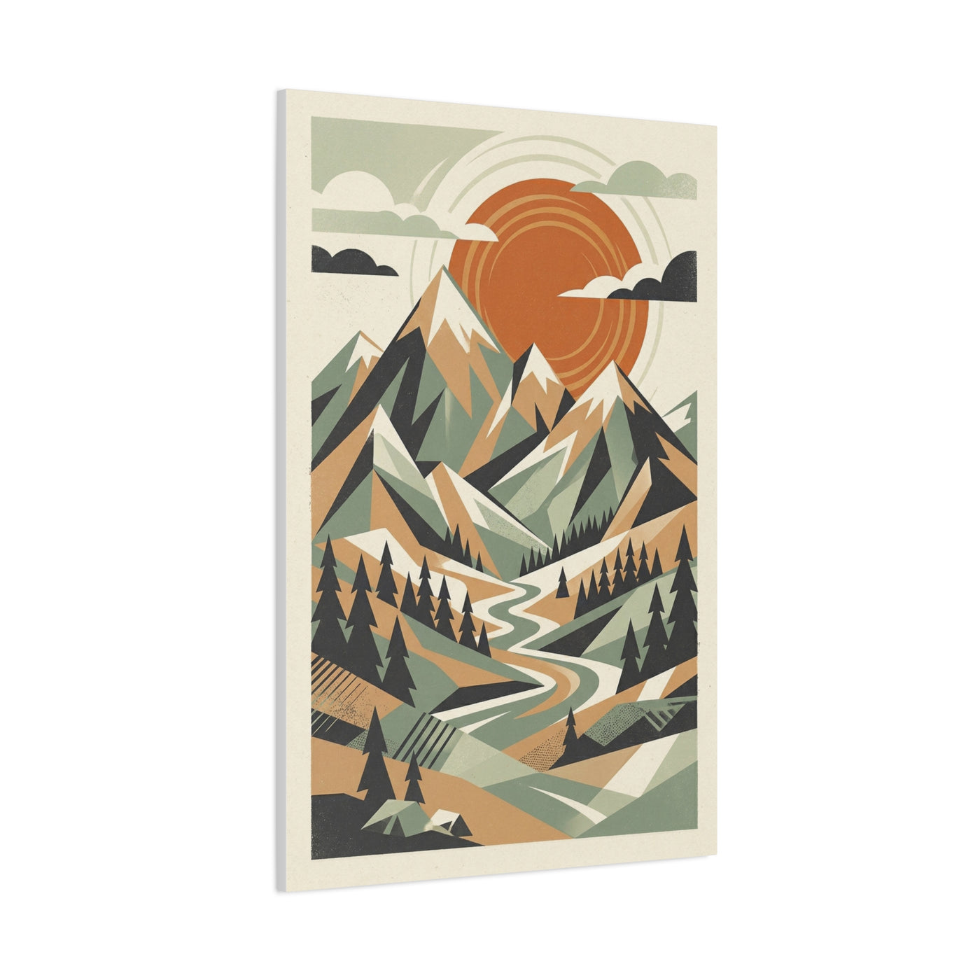 Mid-Century Modern Graphic Mountains Wall Art & Canvas Print