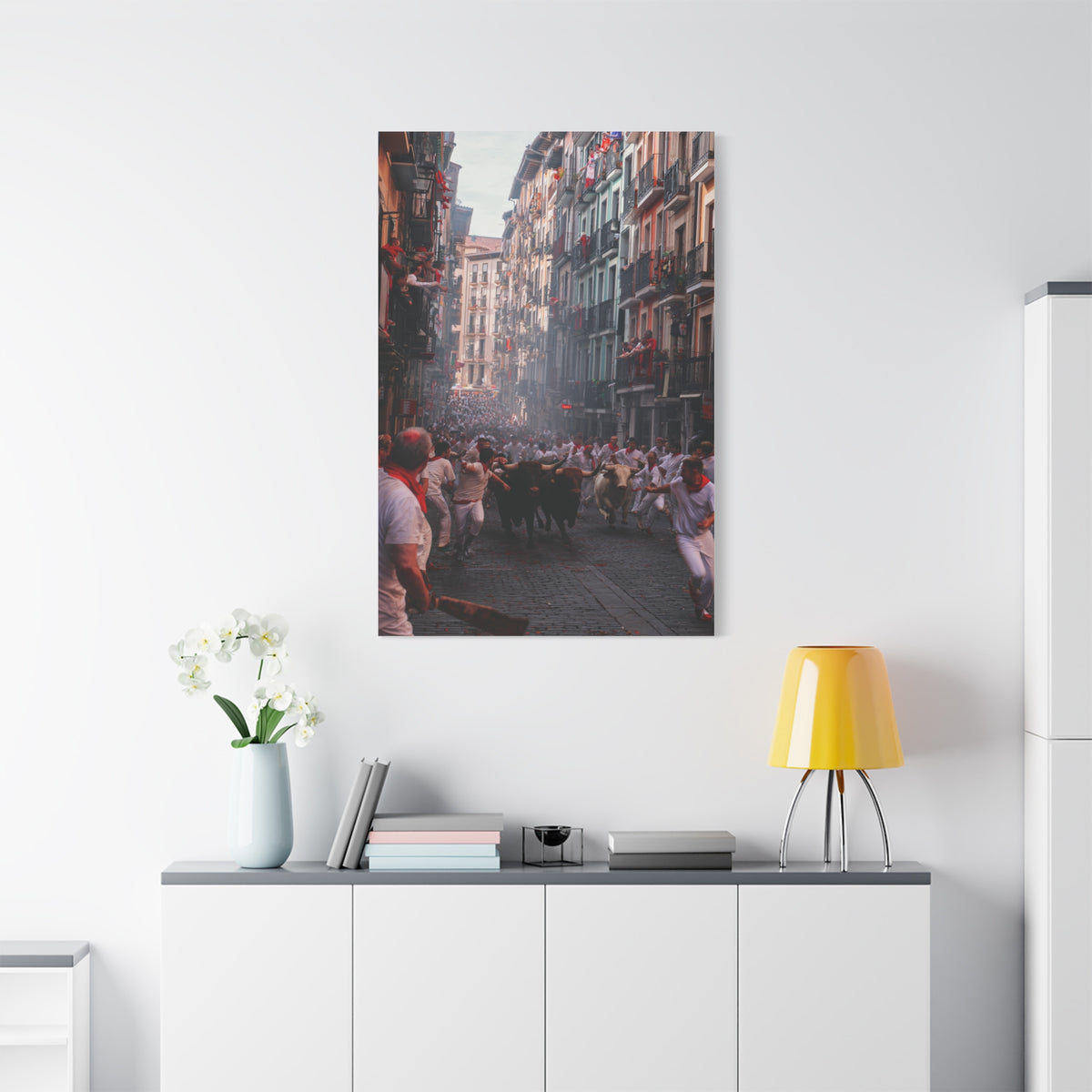 San Fermín Running of the Bulls Street Charge Wall Art & Canvas Print