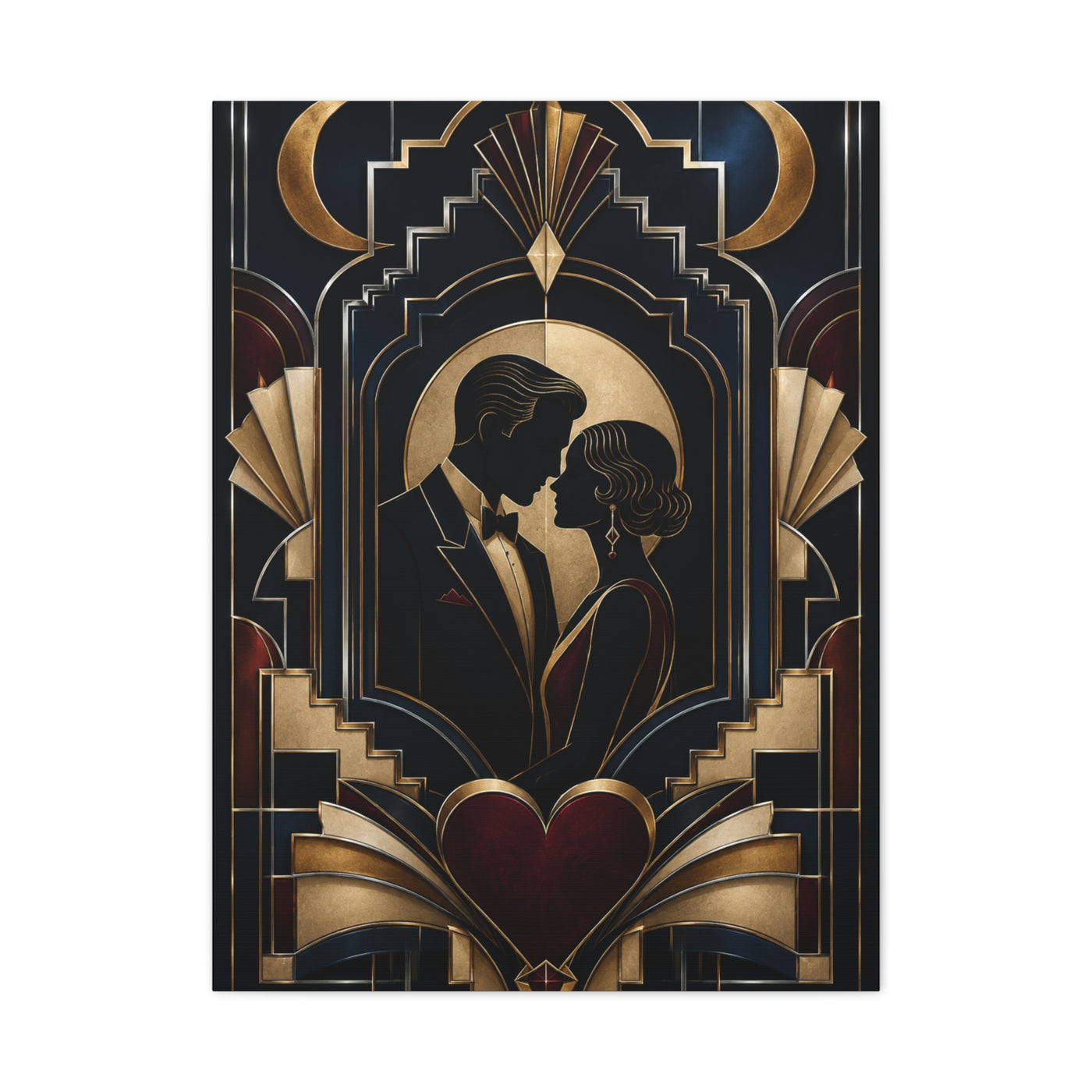 Neo-Deco Midnight Lovers Silhouette Wall Art & Canvas Print