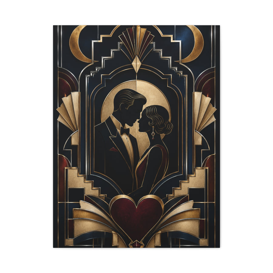 Neo-Deco Midnight Lovers Silhouette Wall Art & Canvas Print