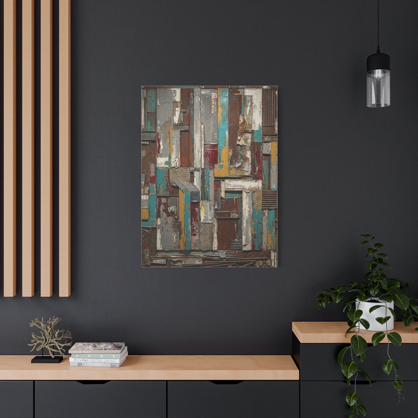 Mid-Century Modern Muted Geometric Color Block Wall Art & Canvas Print