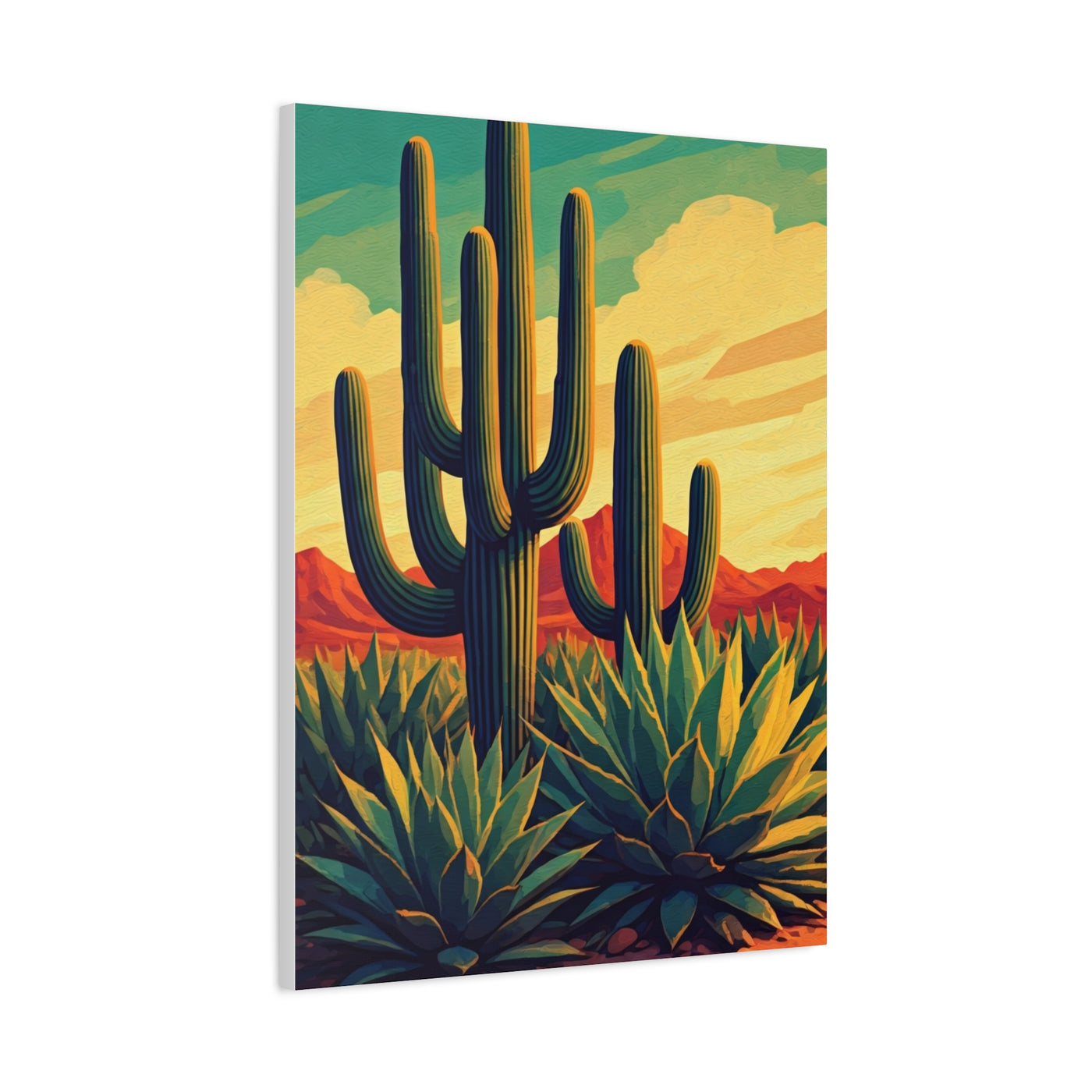 Southwestern Saguaro and Agave Desert Illustration Wall Art & Canvas Prints