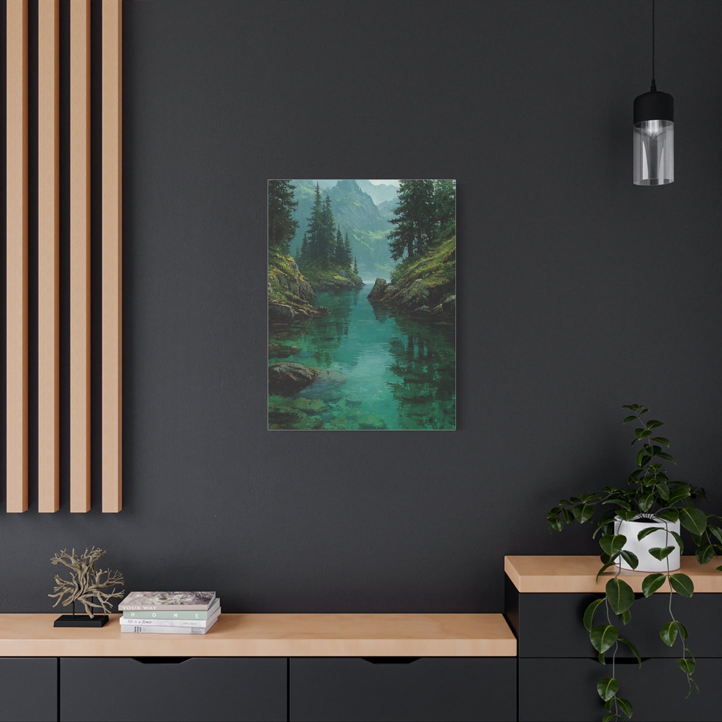Emerald Mountain Lake Serenity Wall Art & Canvas Print