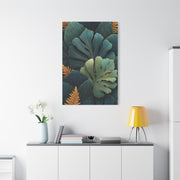 Dark Botanical Gold-Edged Leaves Wall Art & Canvas Print