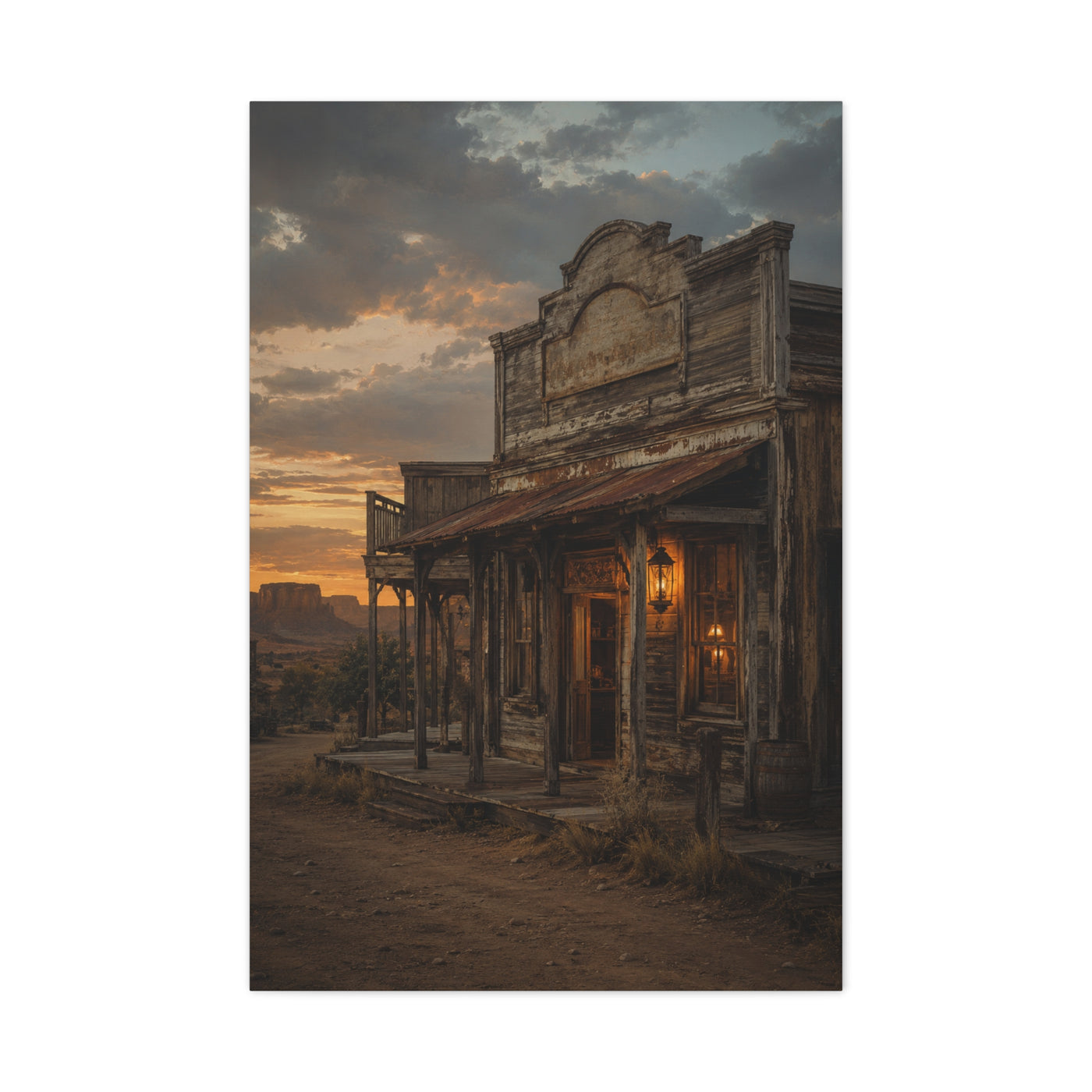 Old Town Western Saloon Exterior Scene Wall Art & Canvas Print
