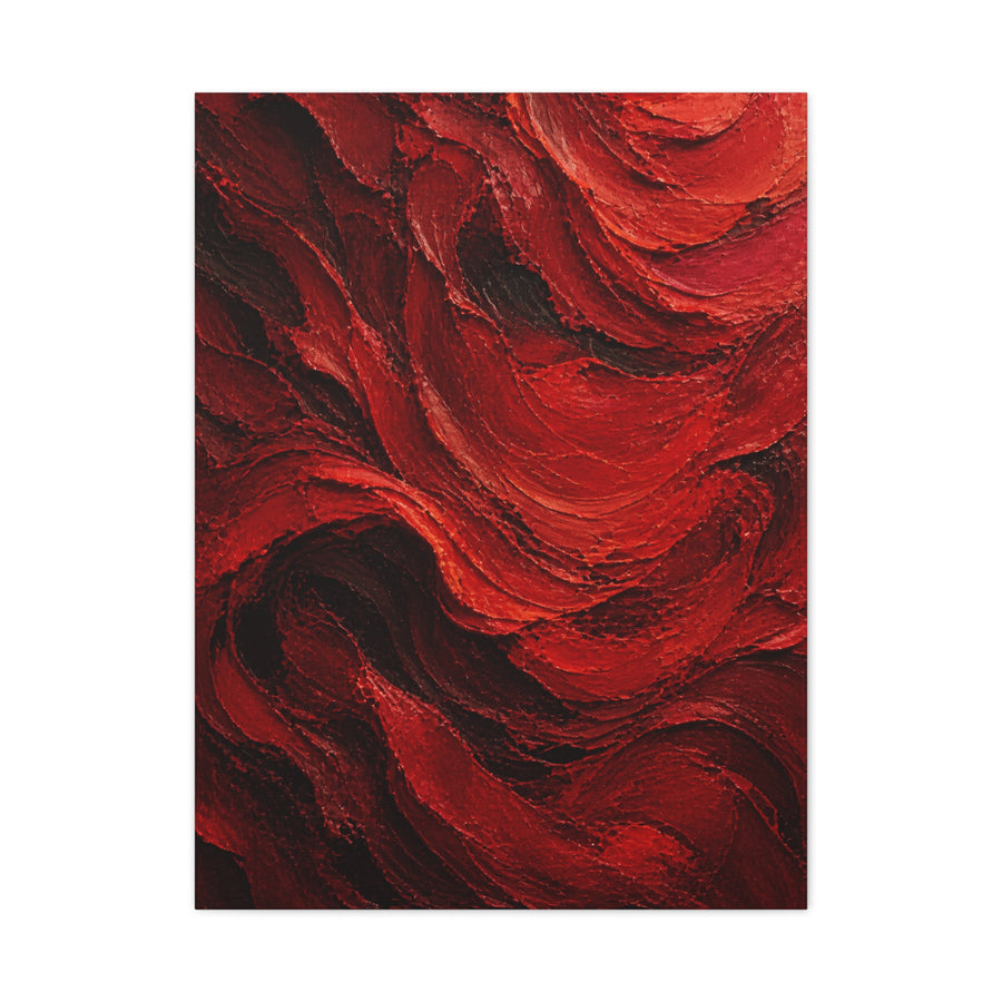 Crimson Wave Impasto Texture Wall Art & Canvas Print