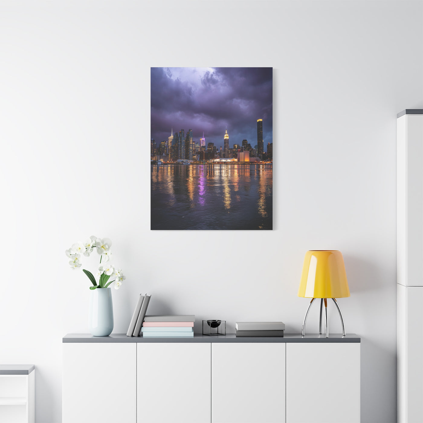 New York Skyline Rainstorm Reflections Wall Art & Canvas Print