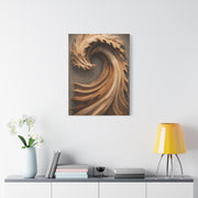 Hand-Carved Wooden Crest Wave Sculpture Wall Art & Canvas Print