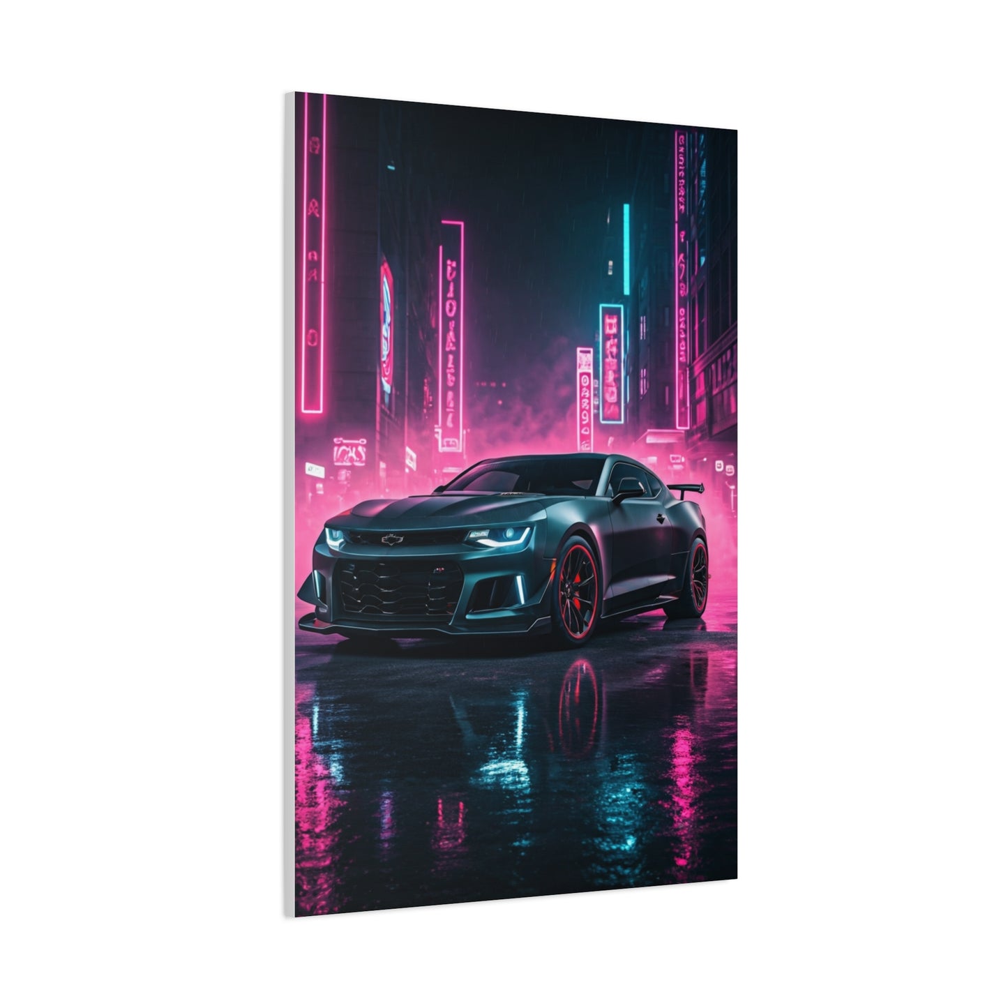 Chevrolet Camaro ZL1 1LE Neon City Background Wall Art & Canvas Prints