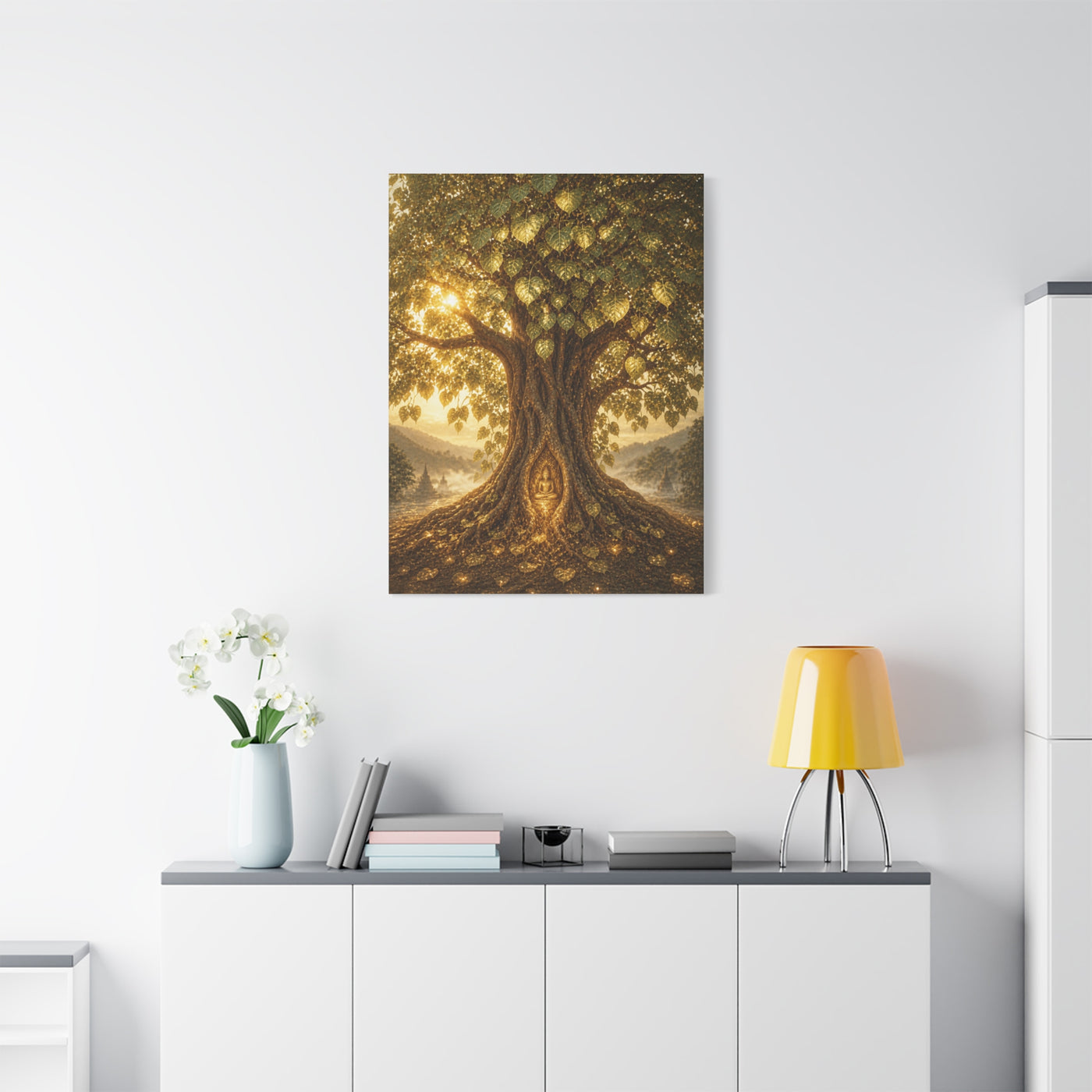 Golden Bodhi Tree Illumination Wall Art & Canvas Print