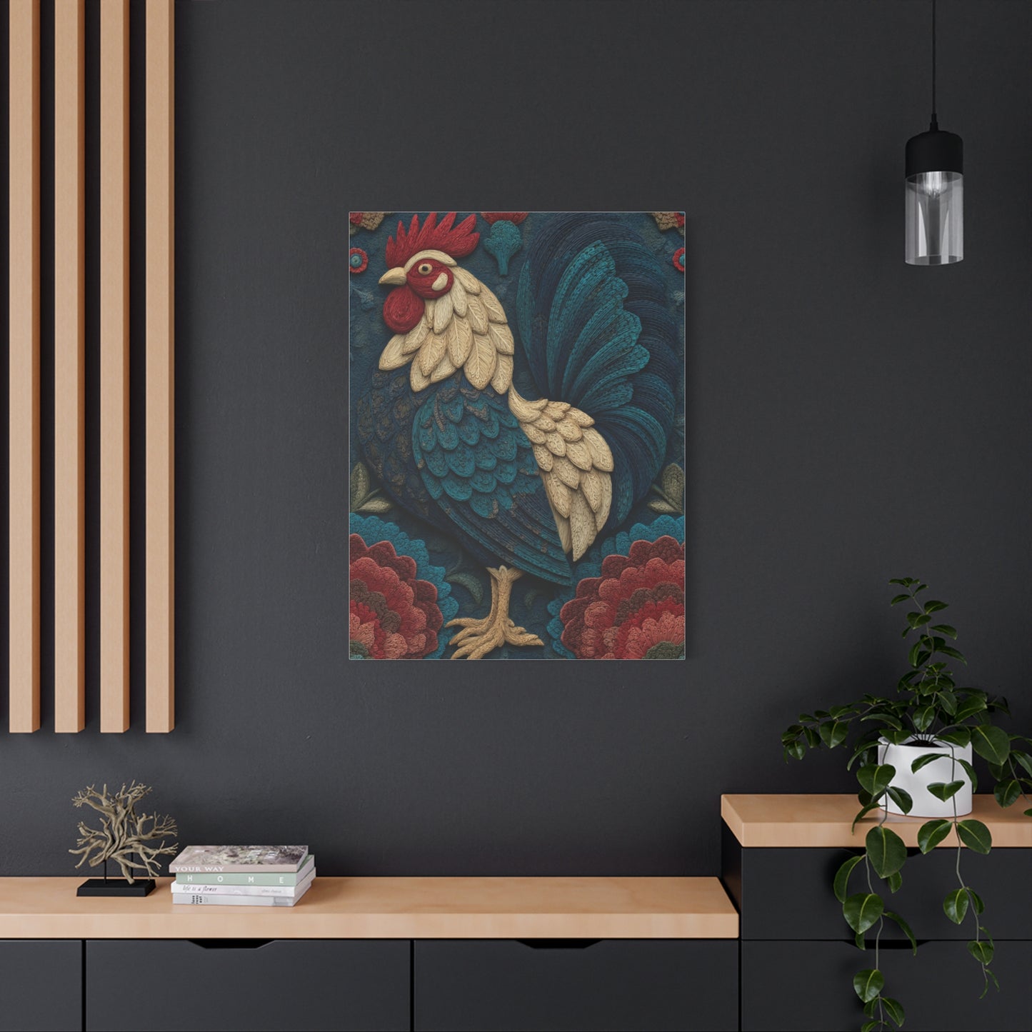 Wycinanki Rooster Folk Ornament Wall Art & Canvas Print