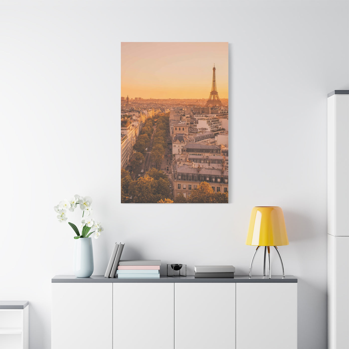 Paris Golden Sunset Skyline Wall Art & Canvas Print