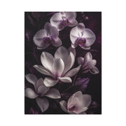 White Orchid and Magnolia Night Floral Wall Art & Canvas Print