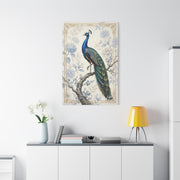 Elegant Blue Botanical Peacock Wall Art & Canvas Print