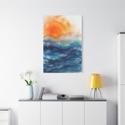 Minimal Orange Sunrise Watercolor Wall Art & Canvas Print