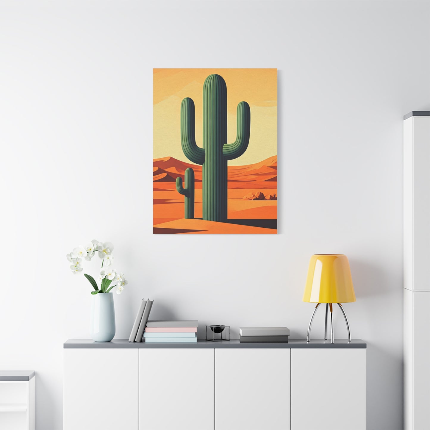 Minimal Desert Saguaro Landscape Illustration Wall Art & Canvas Prints