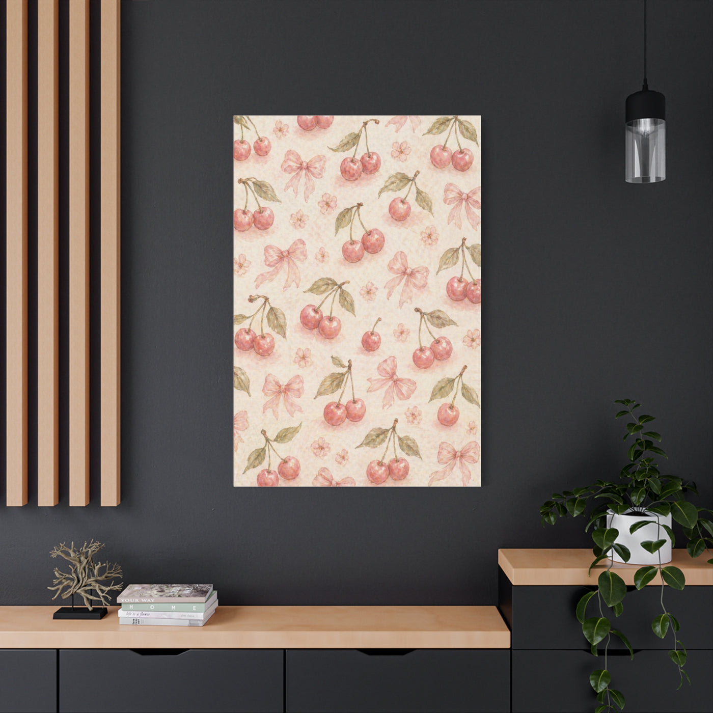 Pink Cherry Pattern Composition Wall Art & Canvas Print