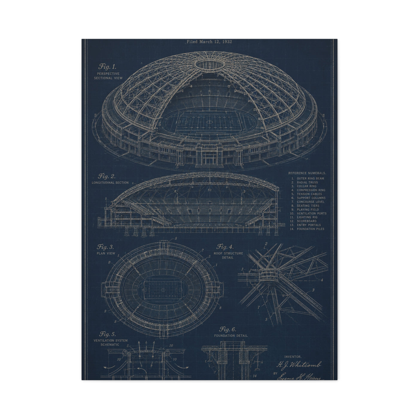 All Weather Stadium Blueprint Sports Wall Art & Canvas Print