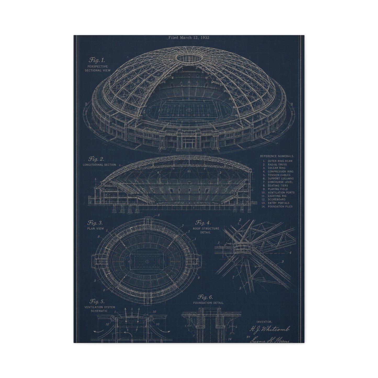All Weather Stadium Blueprint Sports Wall Art & Canvas Print