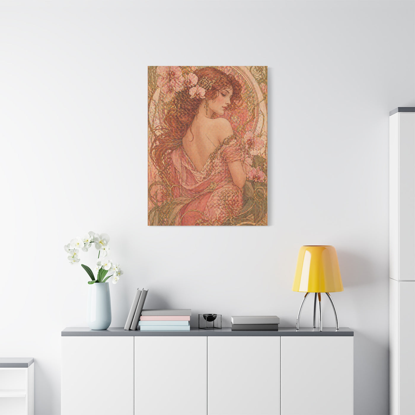 Art Nouveau Pink Muse Portrait Wall Art & Canvas Print