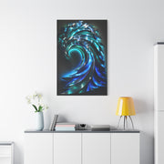 Illuminated Blue Wave Light Sculpture Wall Art & Canvas Print