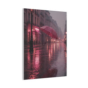Dreamy Pink Umbrella Rain Scene Wall Art & Canvas Print