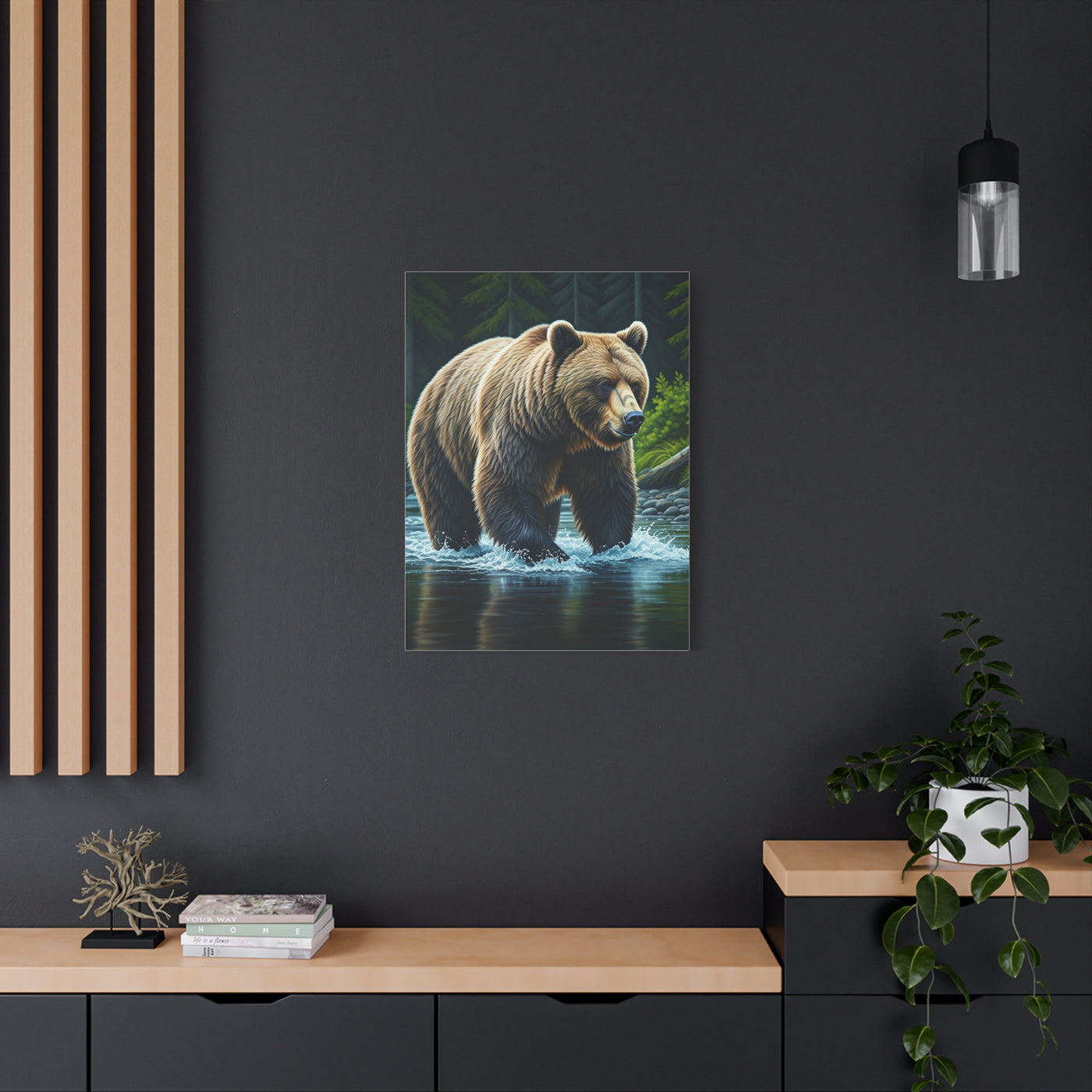River Crossing Grizzly Bear Wall Art & Canvas Prints