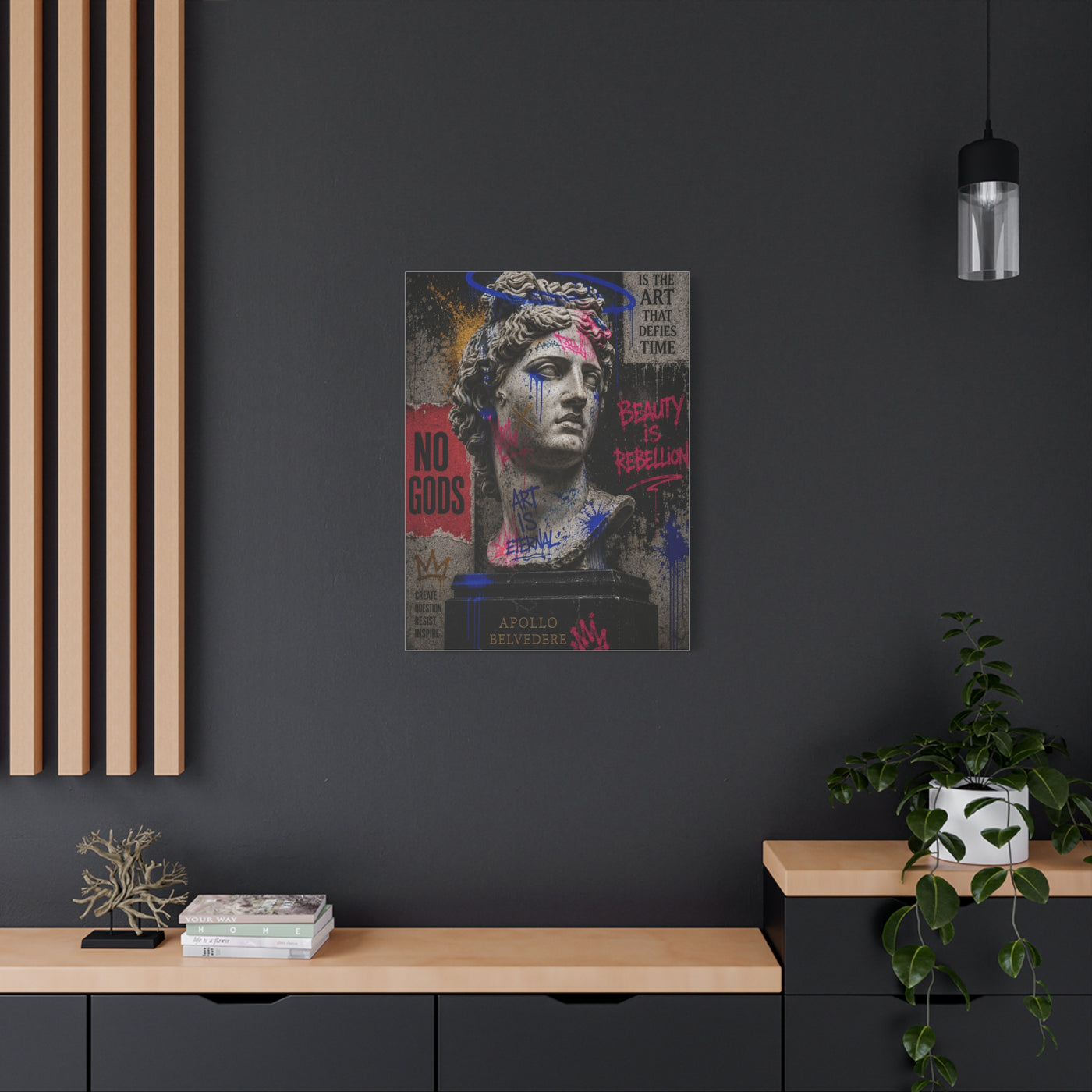 Graffiti Apollo Bust Rebellion Street Wall Art & Canvas Print