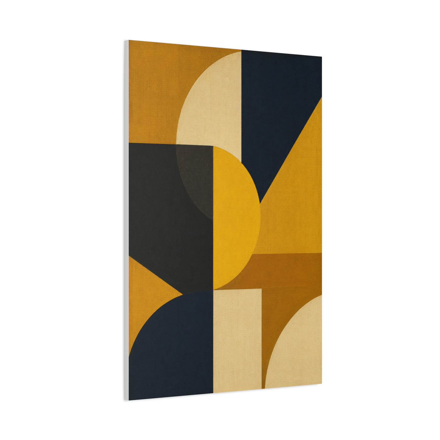 Mid-Century Geometric Mustard Composition Wall Art & Canvas Print