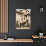 Rustic Courtyard Horse Scene Wall Art & Canvas Print