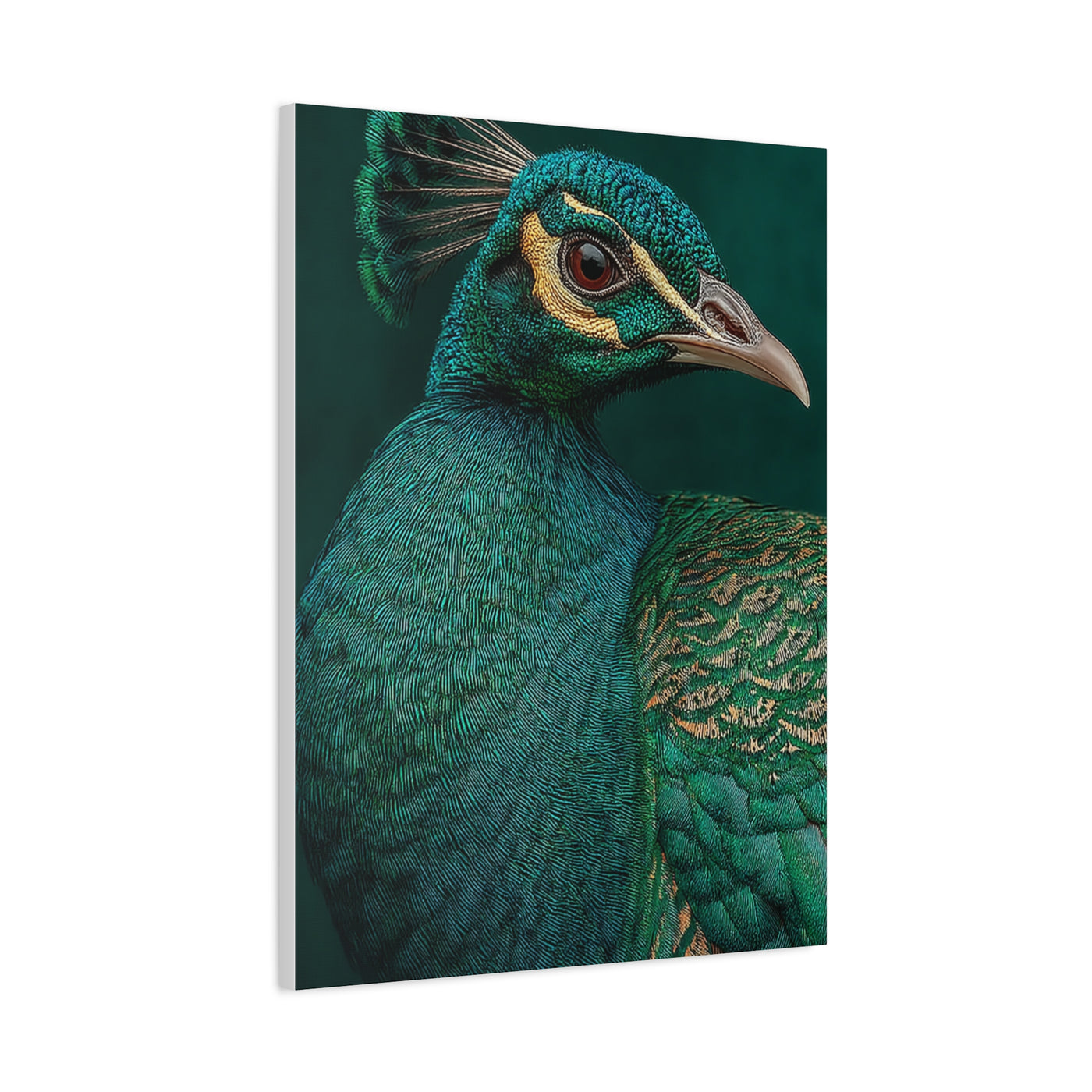 Regal Emerald Peacock Portrait Wall Art & Canvas Print