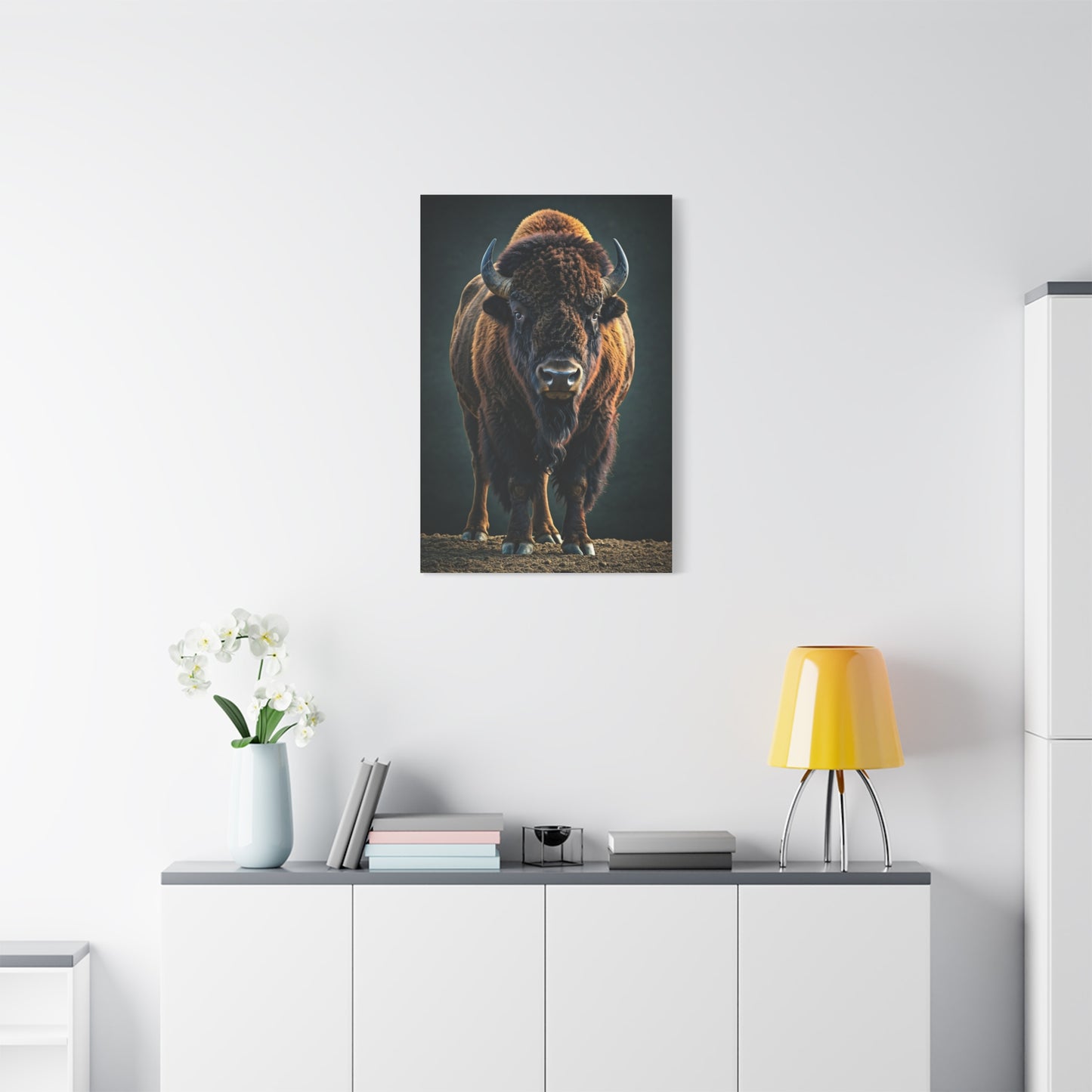 American Bison Emerging from Dust Prairie Wall Art & Canvas Print