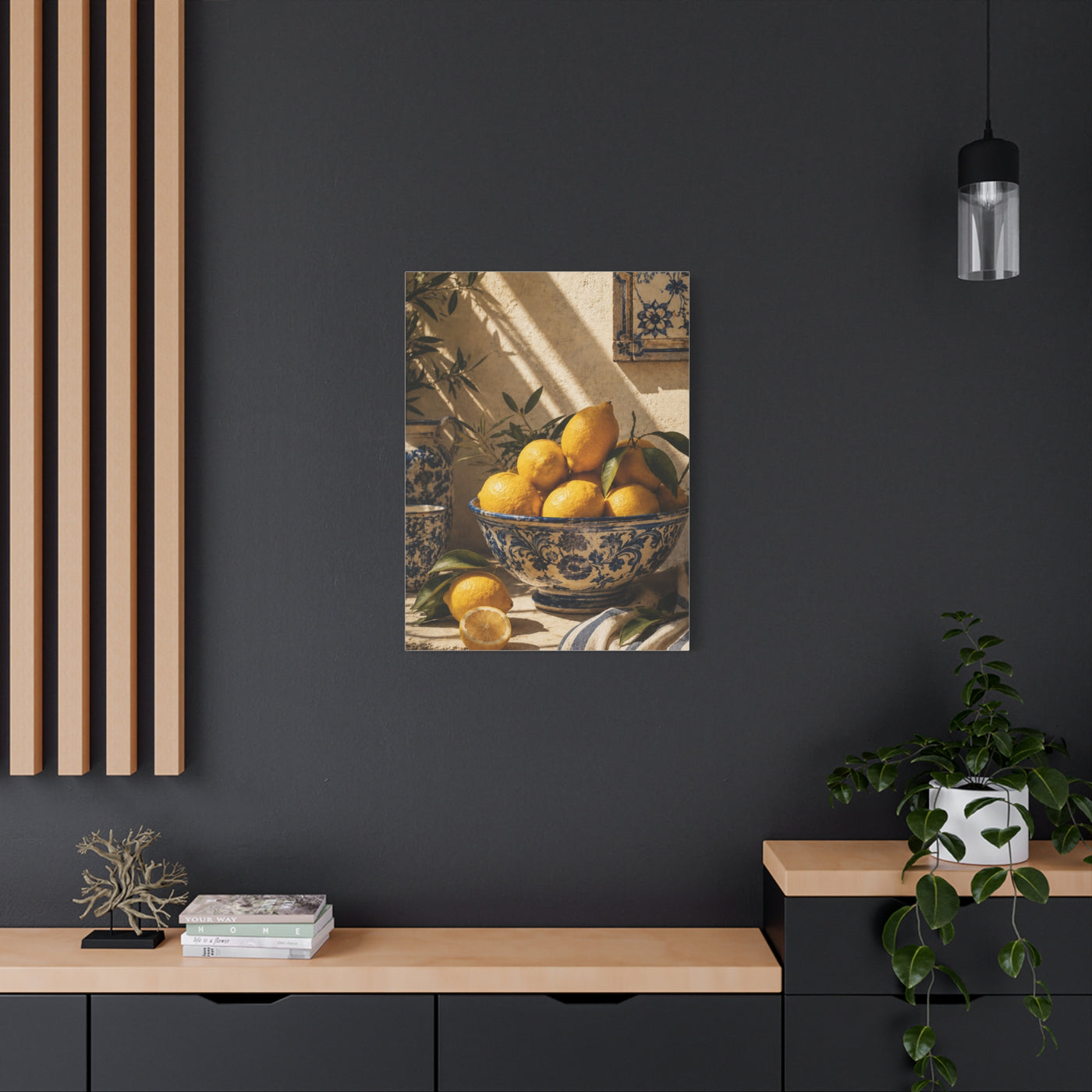 Mediterranean Lemon Still Life Ceramic Bowl Wall Art & Canvas Print