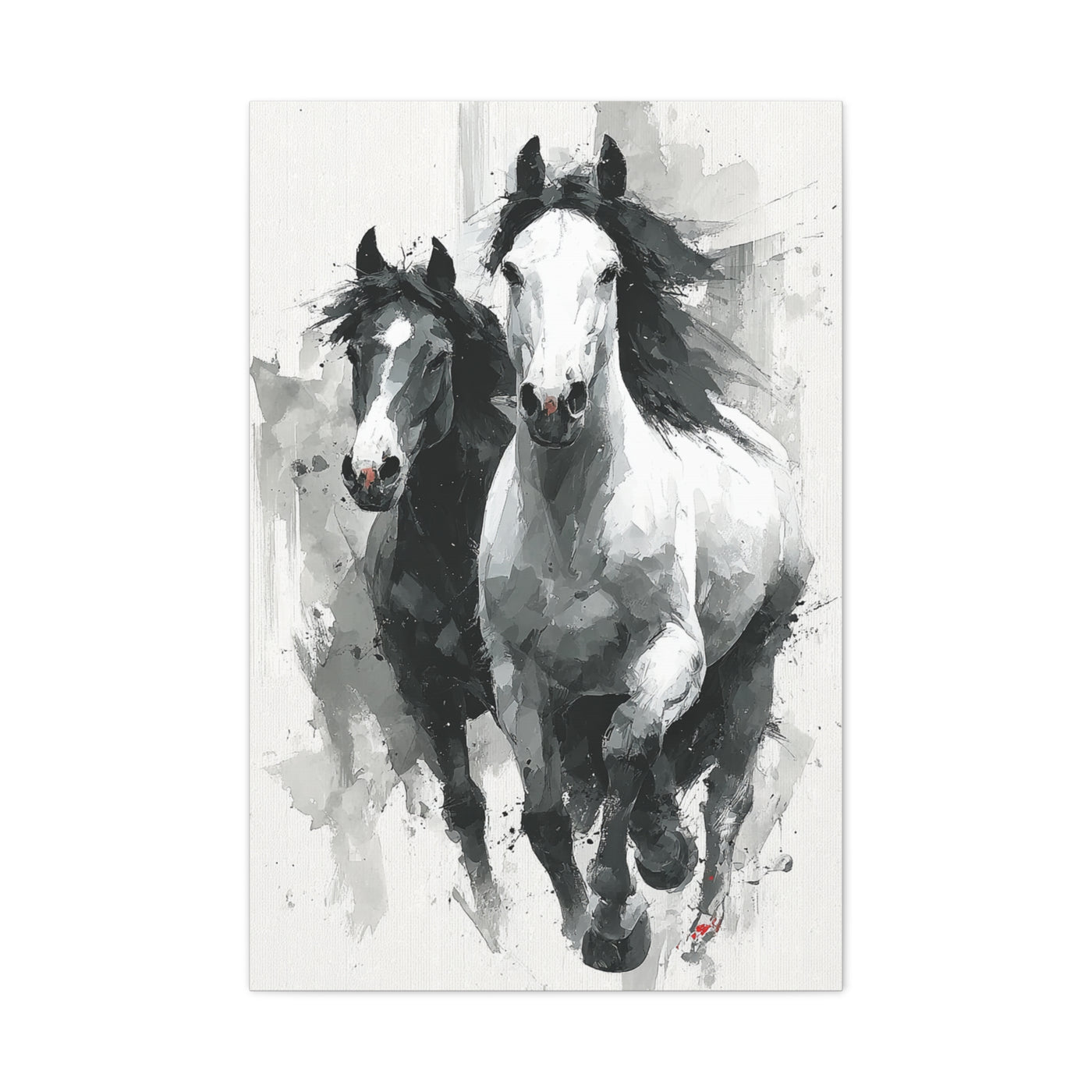 Monochrome Running Horses Abstract Wall Art & Canvas Print