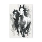 Monochrome Running Horses Abstract Wall Art & Canvas Print