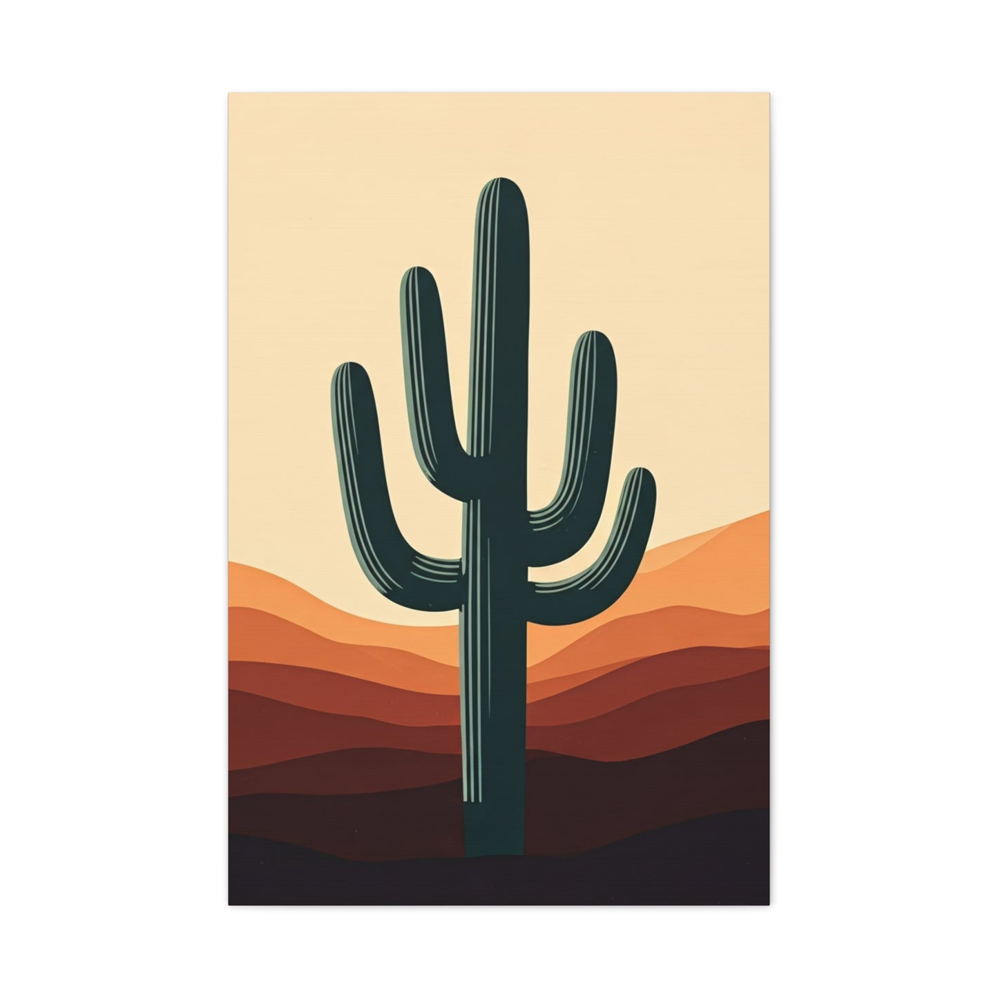 Layered Desert Landscape Saguaro Illustration Wall Art & Canvas Prints