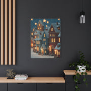 Nordic Winter Village Folk Scene Wall Art & Canvas Print