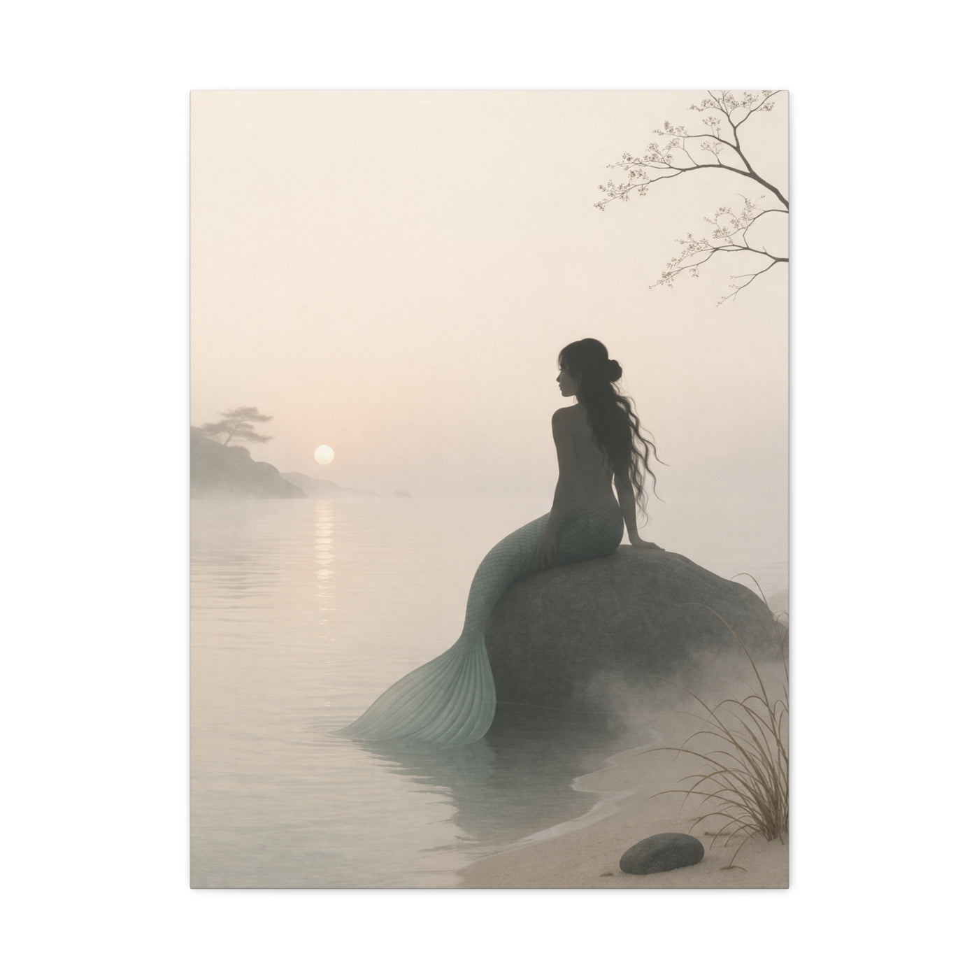 Misty Shore Mermaid Serenity Wall Art & Canvas Print