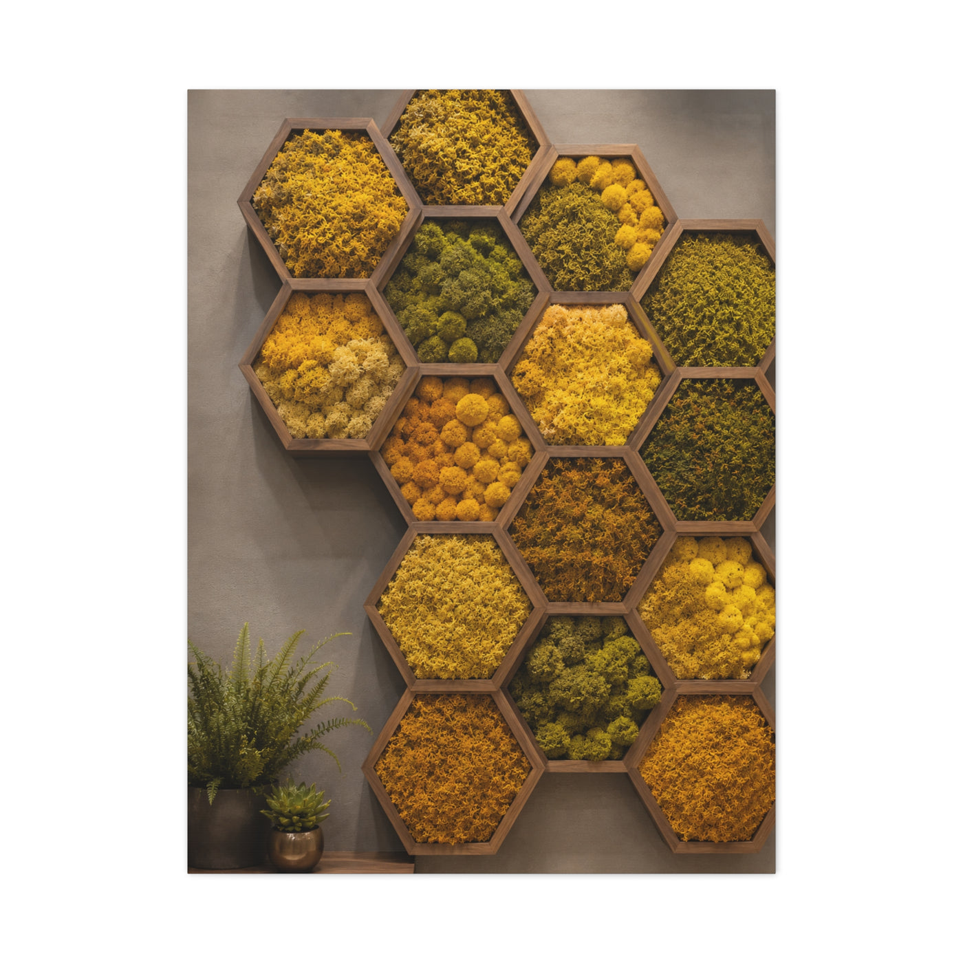 Honeycomb Preserved Moss Biophilic Installation Wall Art & Canvas Print