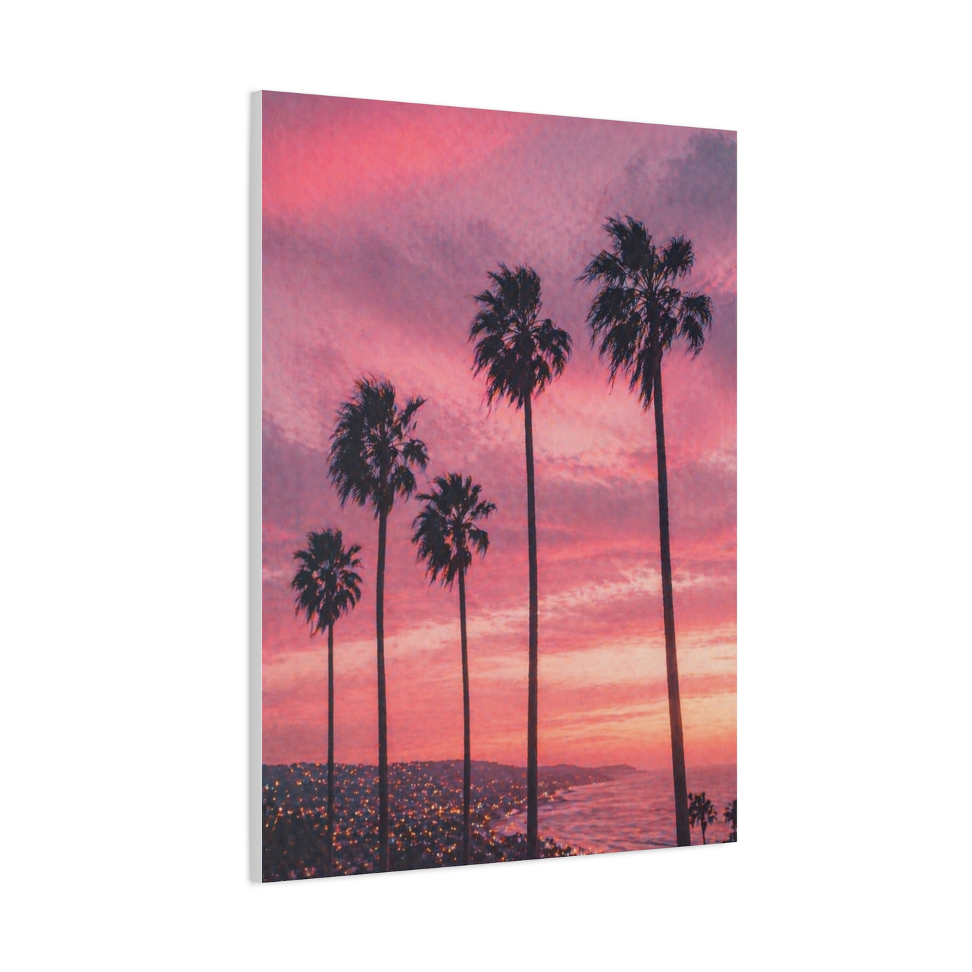 Pink Sunset Palm Coast Wall Art & Canvas Print
