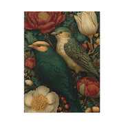 Green Botanical Songbird Pattern Wall Art & Canvas Print